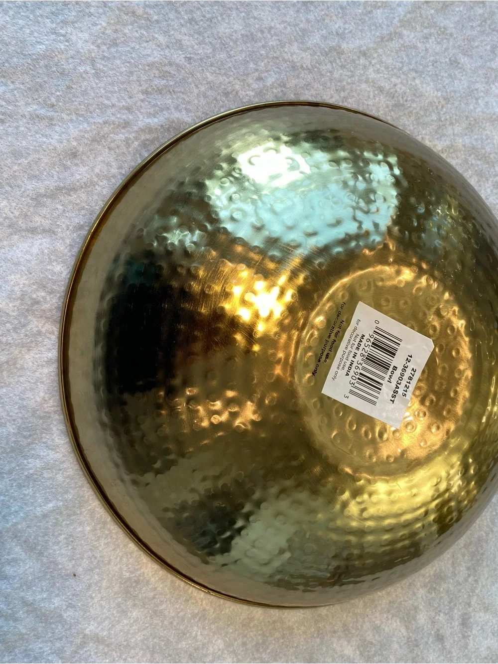 Hammered Metal Decorative Bowl in Luminous Gold